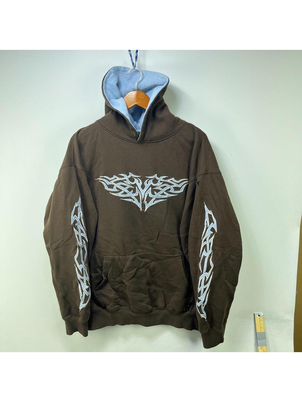 Vintage Y2K Sapphire Lounge Flames Sleeve Hoodie Skate XL